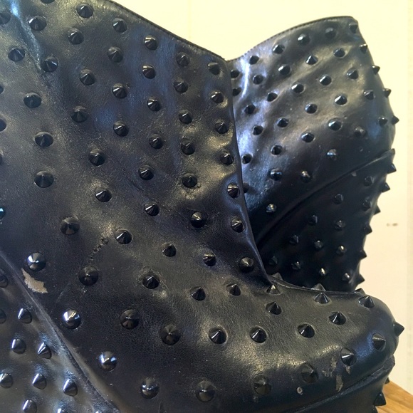 Goth Punk Studded Metallic Wedges - 8 - Picture 6 of 8